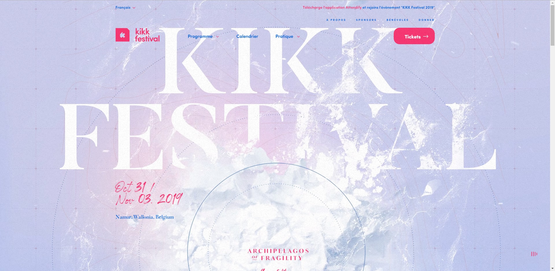 Screenshot du site du Kikk Festival 2019